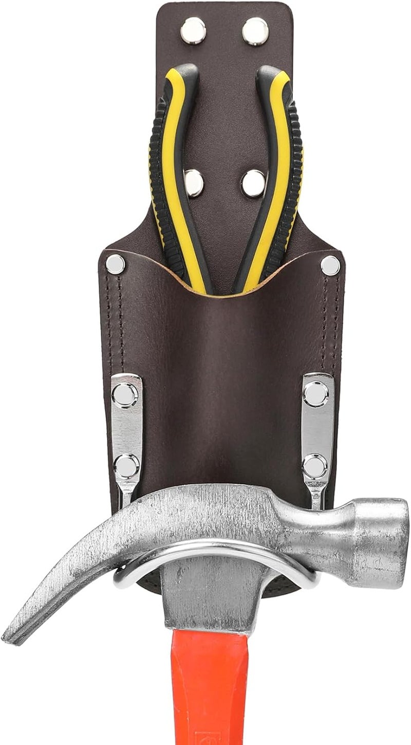 compuda Hammer Holder,Hammer Holder for Belt,Tool Holder Pliers Holster Knife Holster, Hammer Holster Made with Genuine Leather and Heavy-Duty Steel,for Construction Electrician Carpentry Garden Pruning. - Image 1
